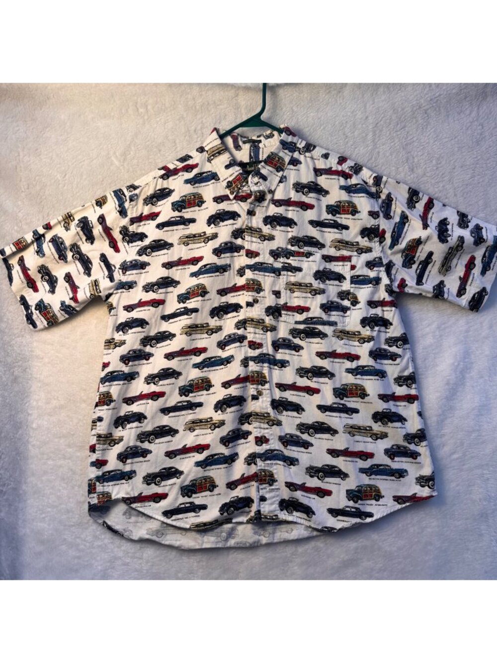 Knights of Round Table mens XL white shirt vintage classic car graphic cotton